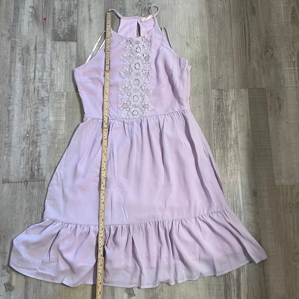 Altar’d State halter style lavender mini dress with crochet detail. Size medium - Picture 7 of 12